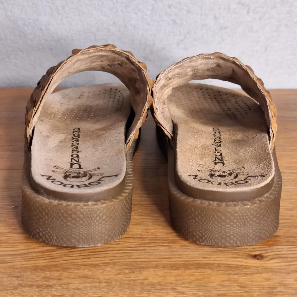 London Underground Vintage 90s Men’s UK 8 8.5 Wood Platform Sandals FLAW